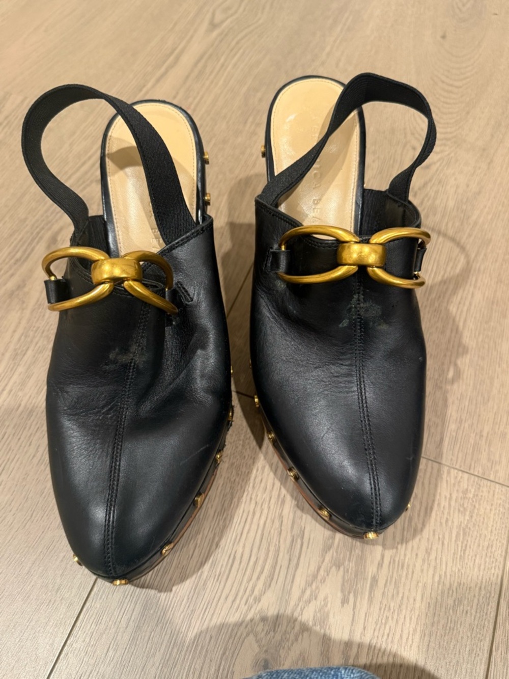Veronica Beard Womens Black Leather Giles Clogs Heels Studded US 7.5 - Picture 7 of 8